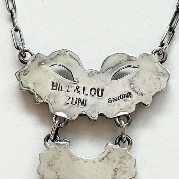 Vintage Bill & Lou Zuni Angel Skin Coral Petit Point Sterling Silver Necklace - Picture 13 of 13